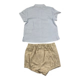 Yoedu Complete Shirt Half Sleeve-Bermuda Striped Pattern White for Newborn
