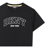 Dkny T-Shirt Girocollo Tinta Unita con Stampa per Bambino D62237 NERO DKNY 