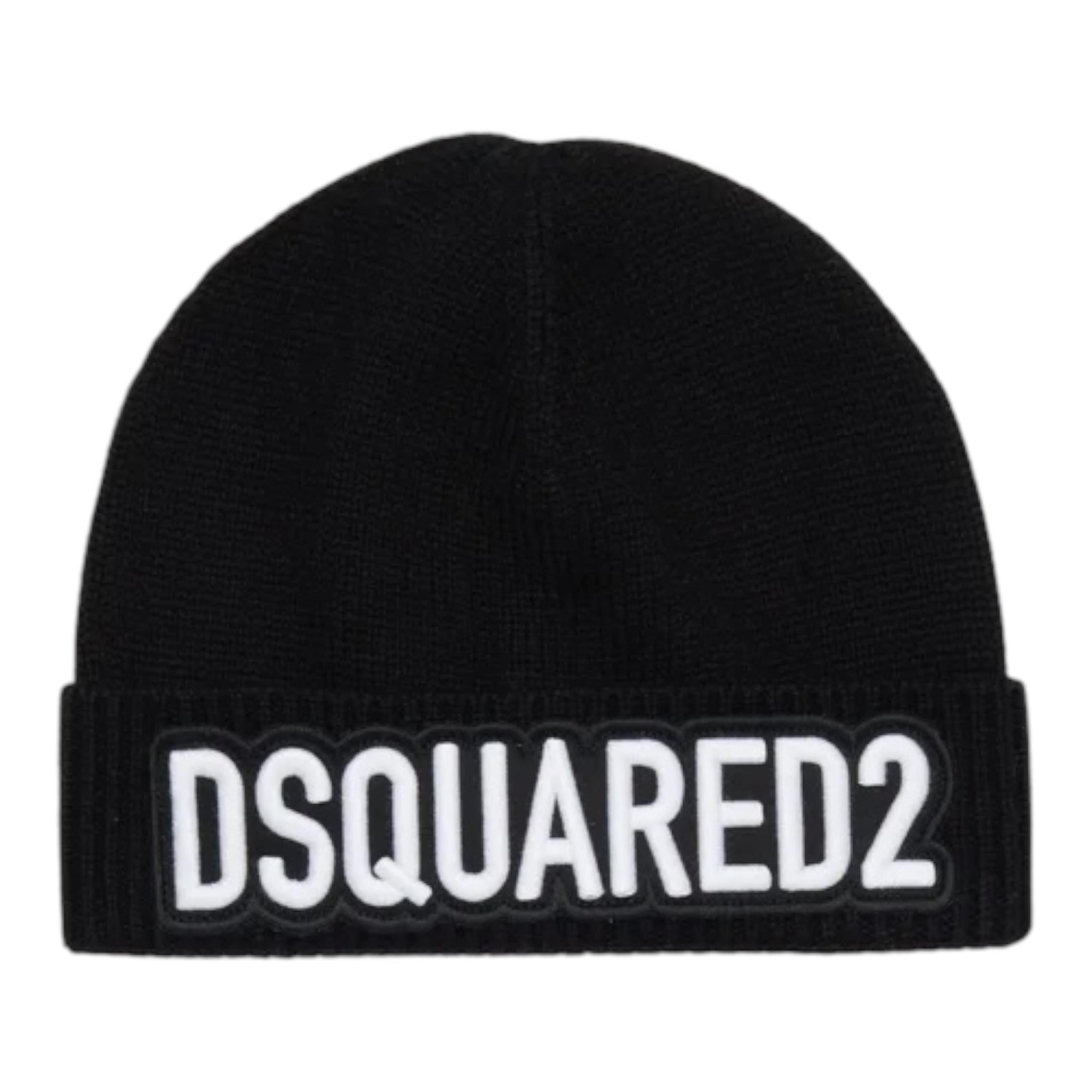 DSQUARED2 cappello tinta unita con stampa Nero per Bambino DQ2650 NERO DSQUARED2 