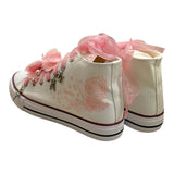 Quickas Two-Tone Sneakers with Laces and White/Pink Applications for Girls