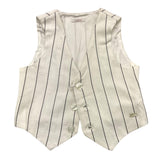 Le Bebe' Plain Waistcoat Striped Pattern White For Newborn