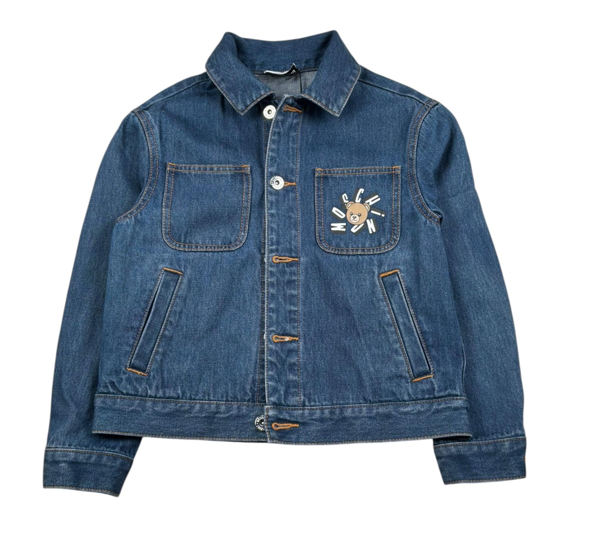 Moschino giubbino Manica Lunga In Denim Tinta Unita per Bambino HUS05L BLU MOSCHINO 