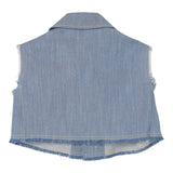 Fay Solid Color Denim Vest With Buttons Light Blue For Girls