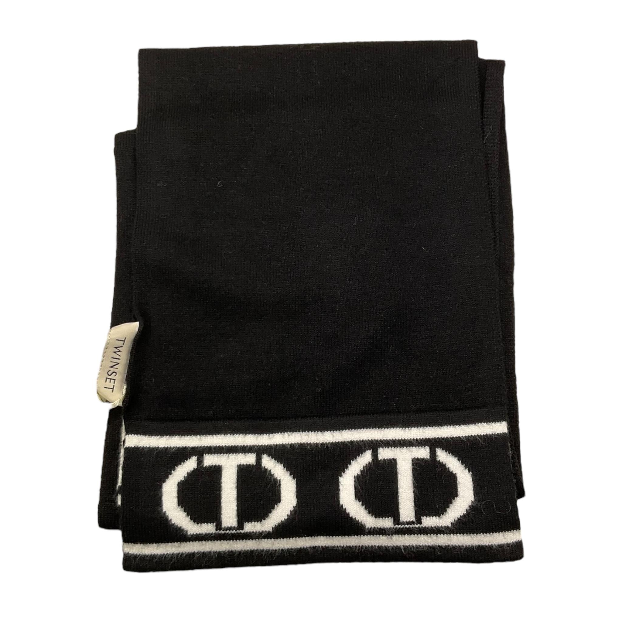 TWINSET sciarpa tinta unita logata Nero per Bambina 242GJ501F NERO TWINSET 