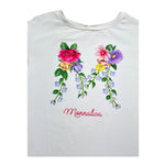 Monnalisa T-Shirt Girocollo Tinta Unita con Maniche In Contrasto per Bambina 117607SF BIANCO MONNALISA 