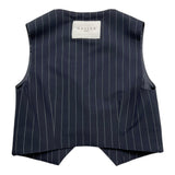 Gaelle Plain Waistcoat Blue Striped Pattern For Girls
