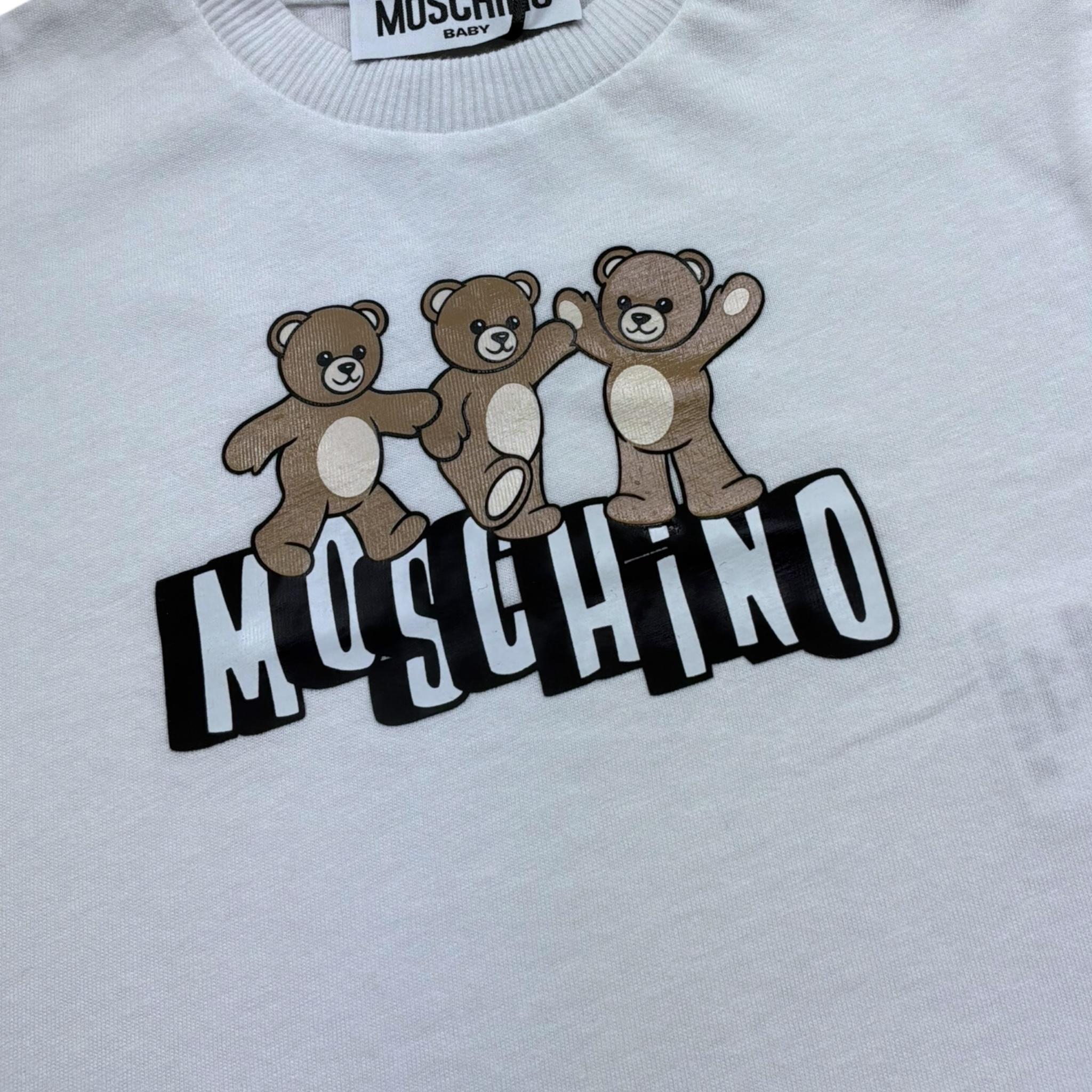 Moschino T-Shirt Girocollo Tinta Unita con Stampa per Neonata MBG01G BIANCO MOSCHINO 