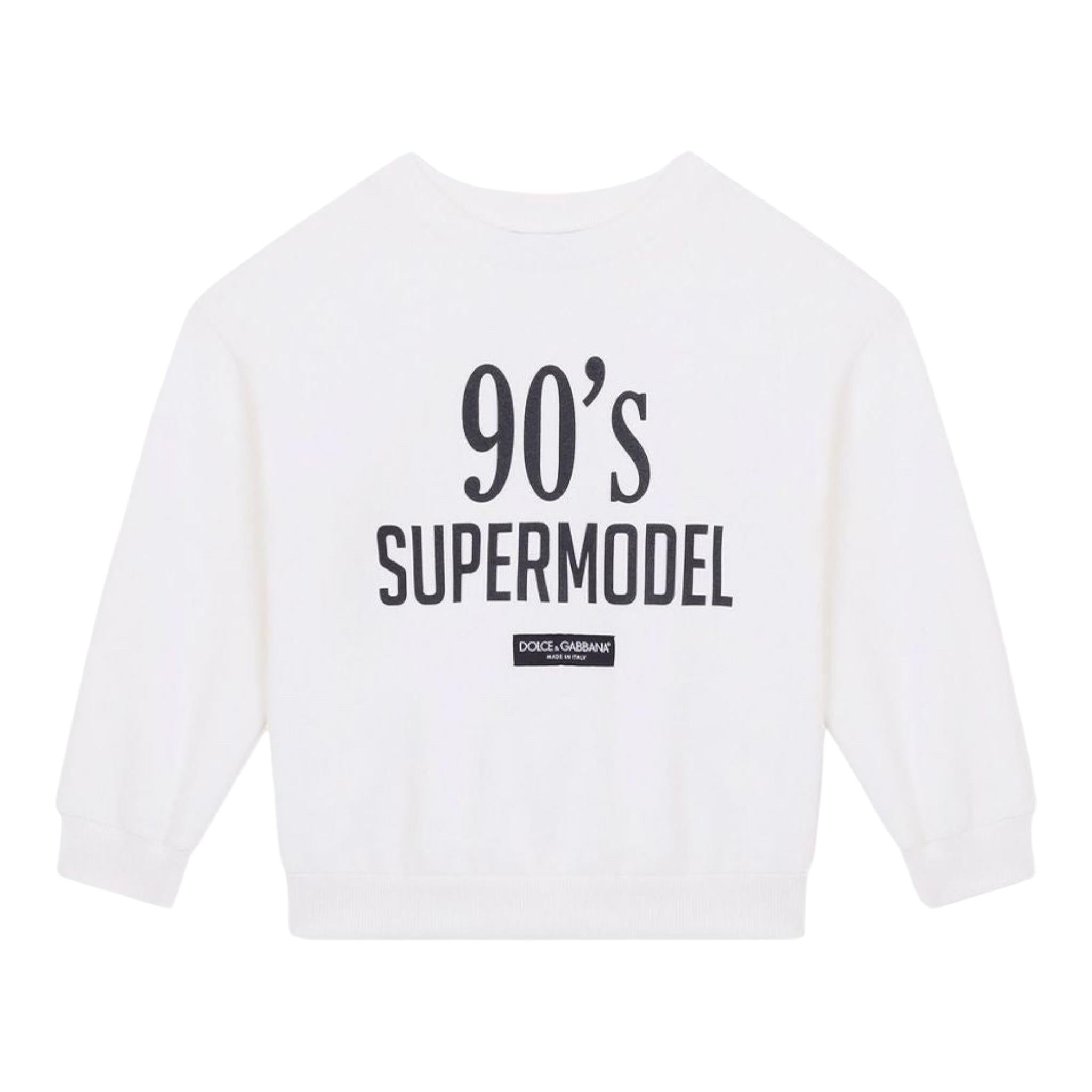 DOLCE & GABBANA felpa tinta unita girocollo con stampa Bianco per Bambino L5JW5D BIANCO DOLCE & GABBANA 