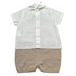 Marlu' Pagliaccetto Mezza Manica Bicolore per Neonato EB5223 BIANCO/BEIGE MARLU' 