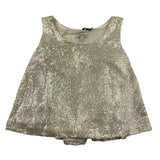 Little Ludo Top Armhole Solid Color Sequin Cream For Girls