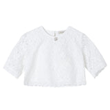 Twinset White Lace Half Sleeve Shirt For Girls
