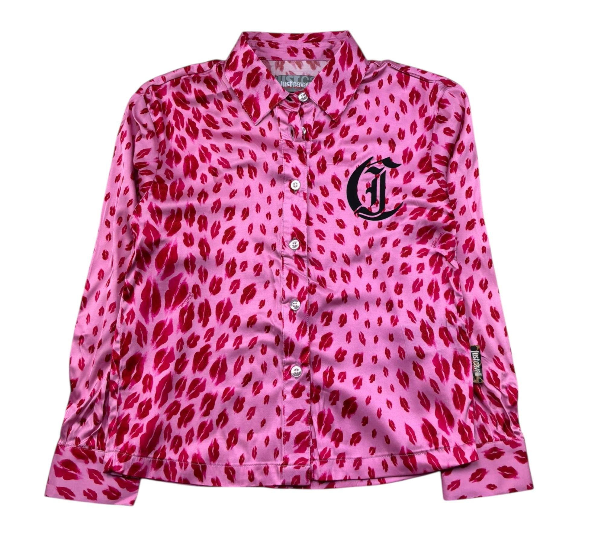Just Cavalli Camicia Manica Lunga Tinta Unita con Stampe Baci per Bambina JGP26061CA ROSA JUST CAVALLI 