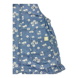 Losan Baby Girl Solid Color Denim Overalls with Blue Floral Print