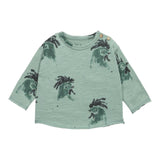 Play Up Shirt Solid Color With Contrast Prints Green For Newborn