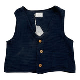 Lalalu' Solid Color Vest with Blue Buttons for Newborns