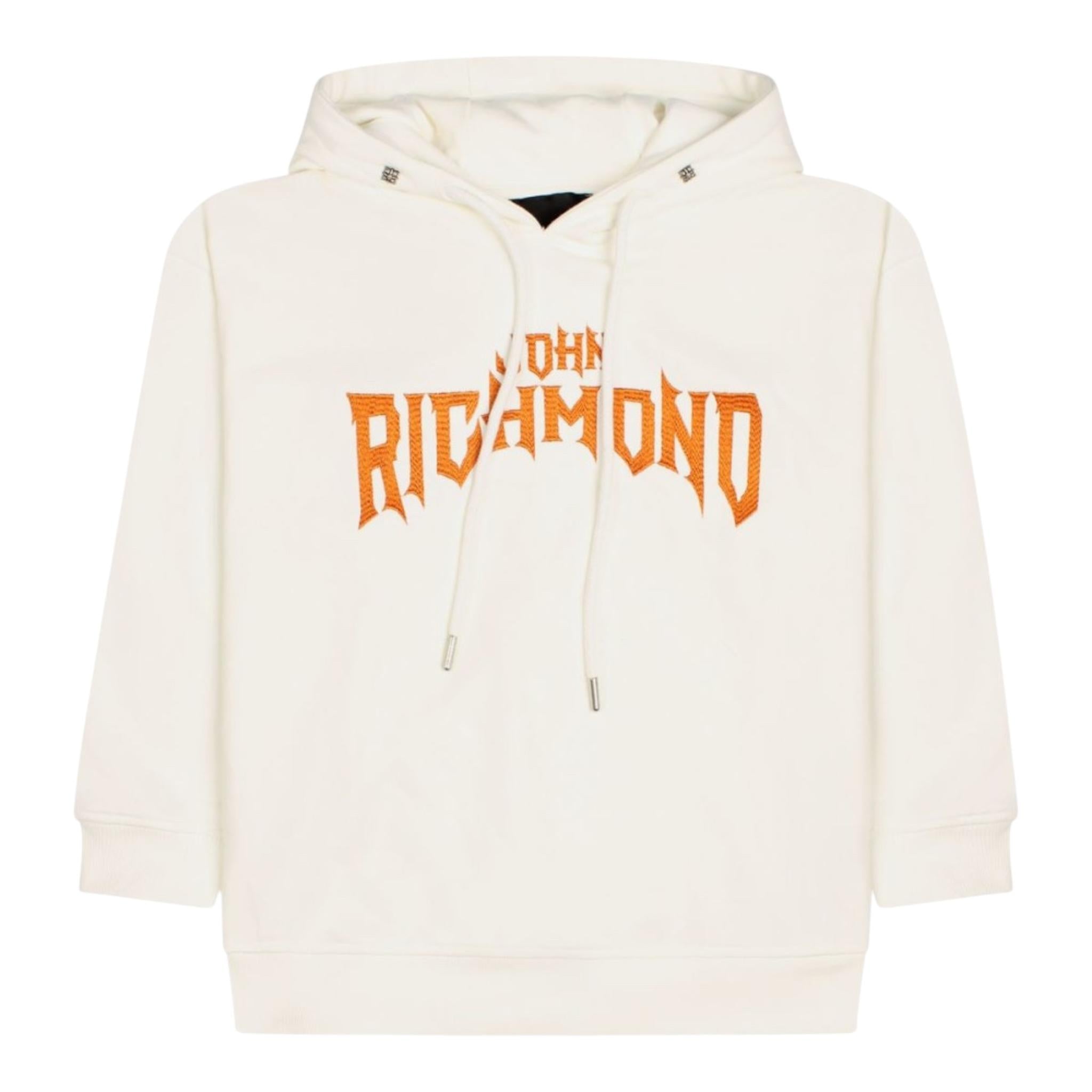 JOHN RICHMOND felpa con cappuccio tinta unita con stampa in contrasto Bianco per Bambino RBA24057FEX BIANCO JOHN RICHMOND 