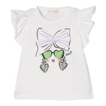 Liu Jo T-Shirt Girocollo Tinta Unita con Stampe per Bambina KA5084 BIANCO LIU JO 