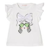 Liu Jo T-Shirt Girocollo Tinta Unita con Stampe per Bambina KA5084 BIANCO LIU JO 