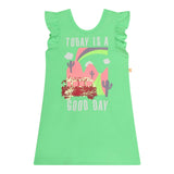 Billieblush Green Print Sequin Solid Dress For Girls