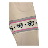 Chiara Ferragni Solid Color Pants Tracksuit Style With Beige Print For Baby Girl