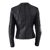 Yes Zee Black Solid Color Zip Up Faux Leather Jacket For Girls