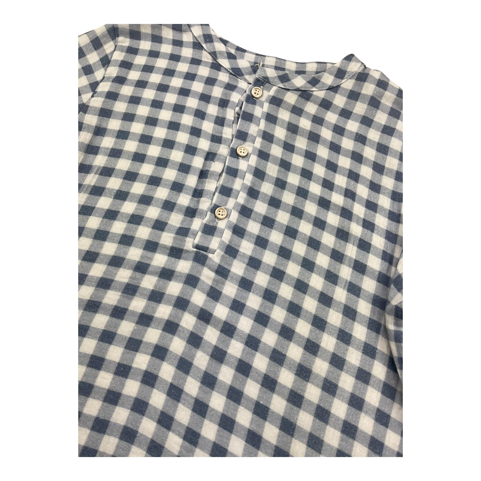 Petit Indi Camicia Tinta Unita con Fantasia A Quadri per Bambino SS25BK7133 BLU PETIT INDI 