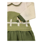 COLORI CHIARI abito manica lunga bicolore con ricami Panna/verde per Neonata FF107179 PANNA/VERDE COLORI CHIARI 
