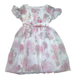 Monnalisa Abito Tinta Unita con Fantasia Fiori per Bambina 797904 BIANCO MONNALISA 