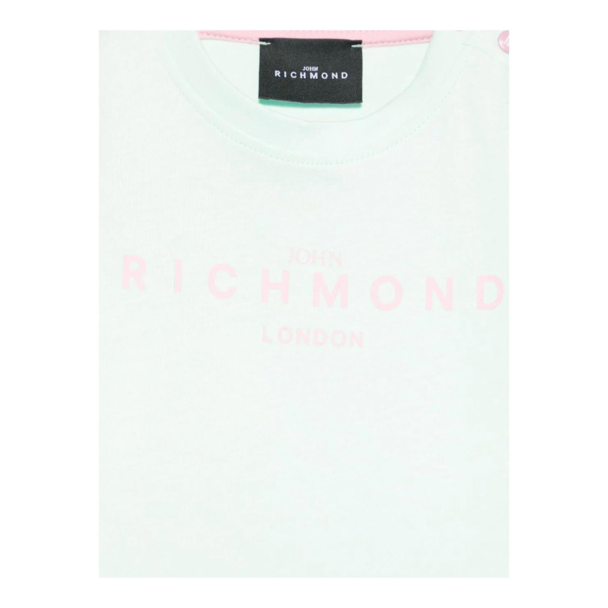 John Richmond T-Shirt Girocollo Tinta Unita con Stampa per Neonata RIP25002TSXXN VERDE ACQUA JOHN RICHMOND 