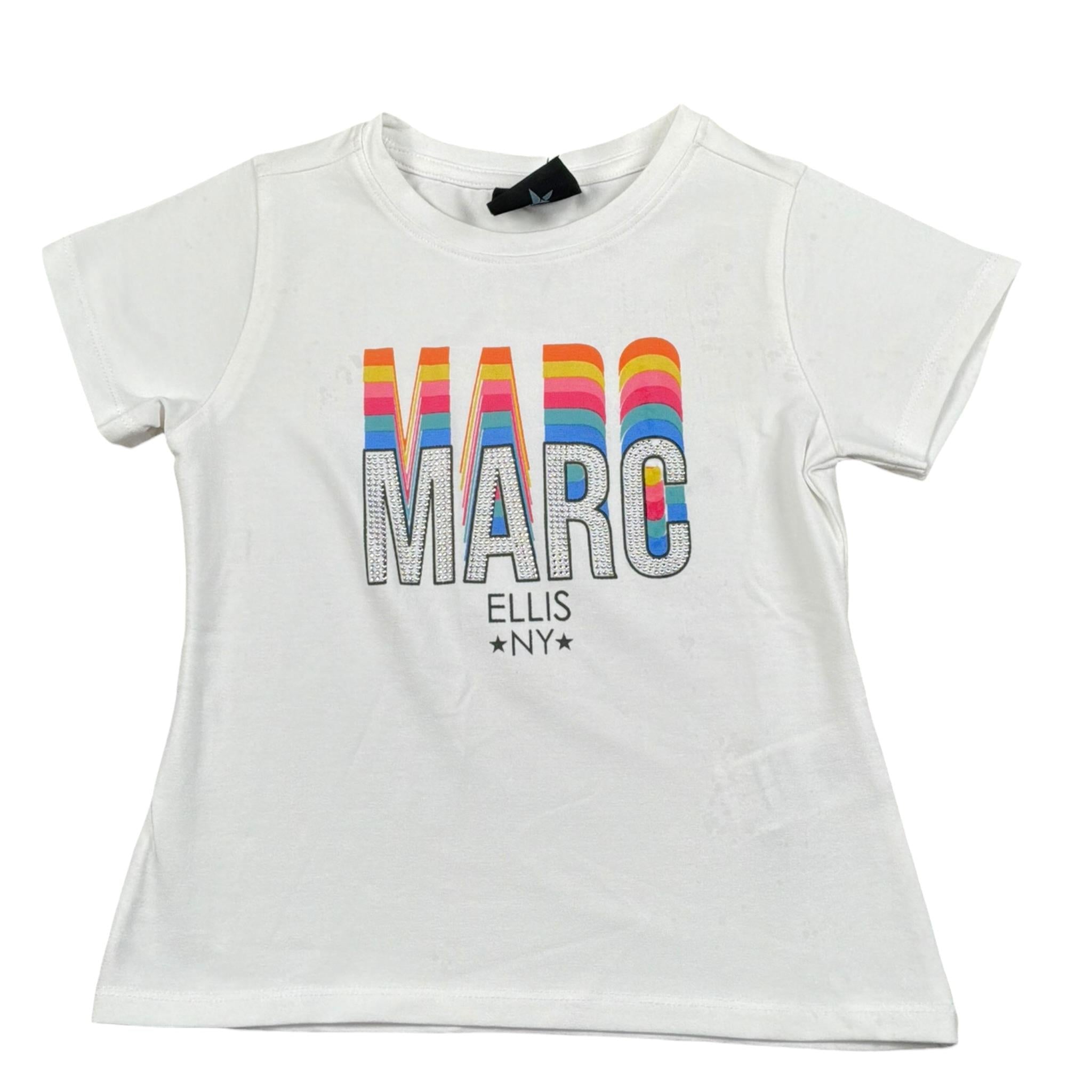 Marc Ellis T-Shirt Girocollo Tinta Unita con Brillantini per Bambina JMJTS16946 BIANCO MARC ELLIS 