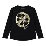 GUESS shirt tinta unita girocollo con stampa Nero per Bambina J4YI24K6YW4 NERO GUESS 