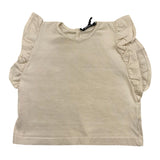 Aventiquattrore Solid Color Tank Top with Beige Ruffles for Baby Girls