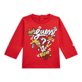 GUESS shirt girocollo tinta unita con stampa Rosso per Neonato I4YI02K8HM4XX ROSSO GUESS 