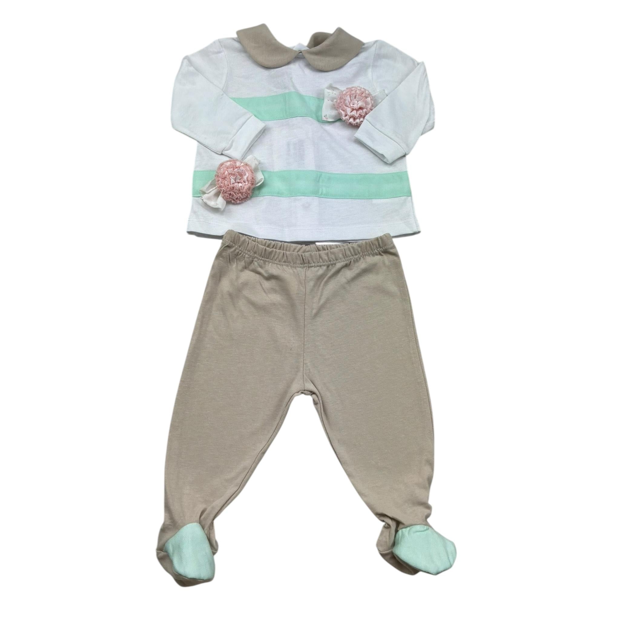 Isabel & Martinez Completo 2 Pezzi Shirt-Ghettina Bicolore per Neonata IM25N417 BIANCO/BEIGE ISABEL & MARTINEZ 