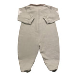 La Stupenderia Long Sleeve Onesie Solid Color With Beige Star Prints For Baby Girl