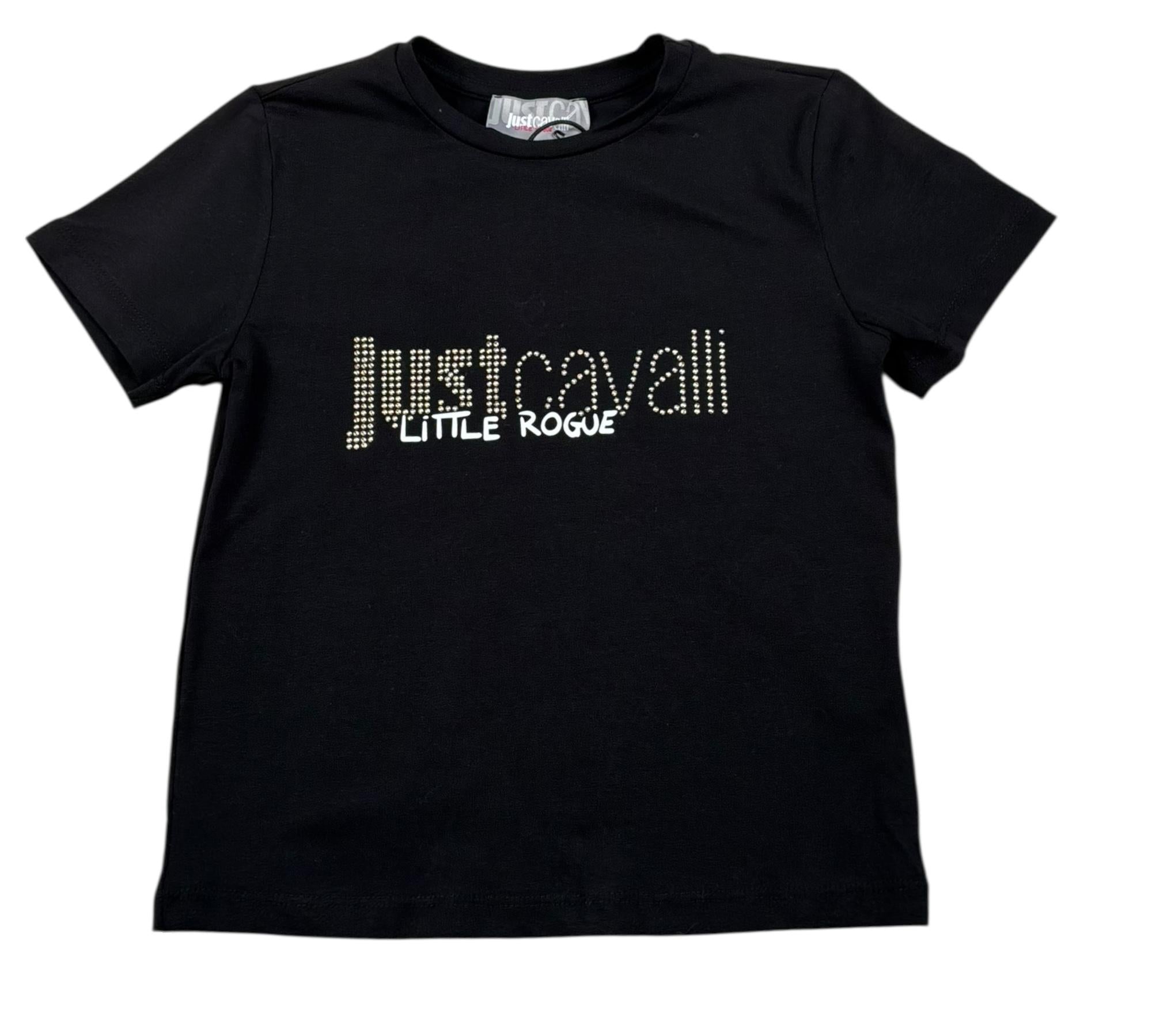 Just Cavalli T-Shirt Girocollo Tinta Unita con Brillantini per Bambina JGP26175TS NERO JUST CAVALLI 