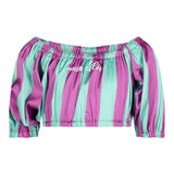 Marc Ellis Two-Tone Top With Elastic And Logo Striped Pattern Green/Purple For Girls