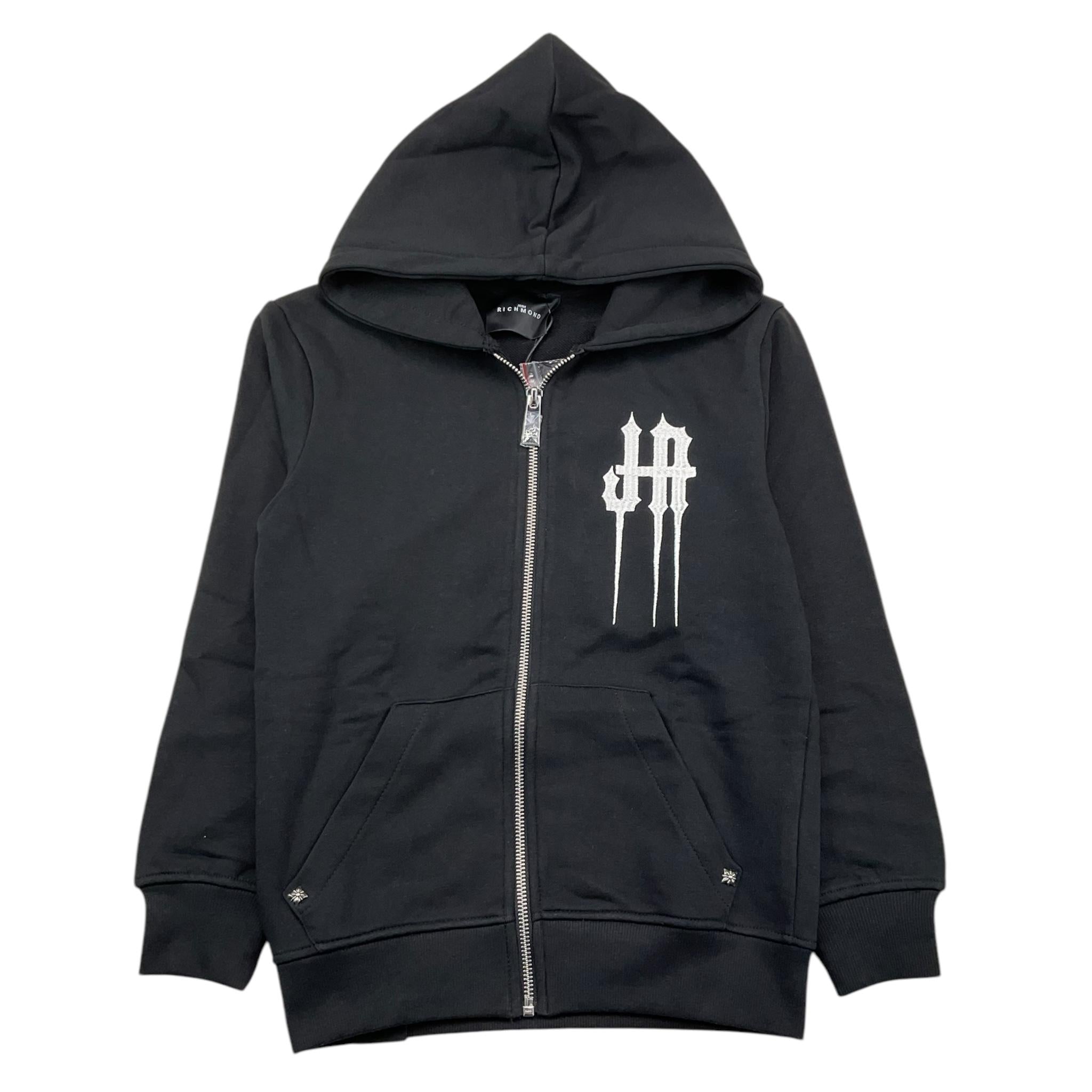 JOHN RICHMOND felpa con zip e cappuccio tinta unita con stampa Nero per Bambino RBA24020FE NERO JOHN RICHMOND 
