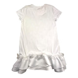 Twinset Solid Color Half Sleeve Dress With Contrast Bow White For Girls