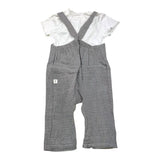 Teddy E Minou Complete T-Shirt-Dungarees Two-Tone White/Grey For Newborn