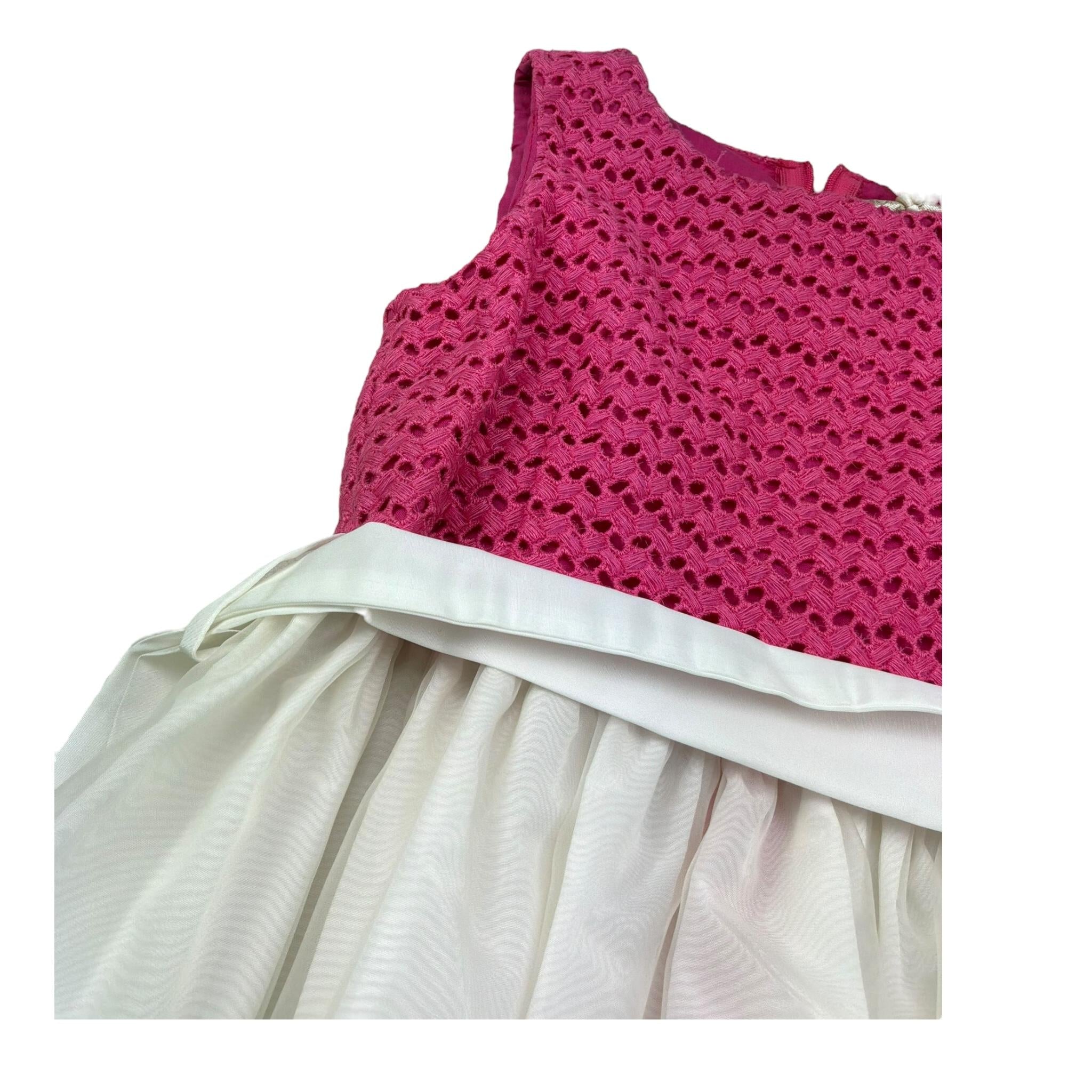 Monnalisa Abito Giromanica Tinta Unita con Stampe per Bambina 715921 BIANCO MONNALISA 