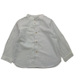 Zhoe &amp; Tobiah Two-Tone Shirt With Mandarin Collar And Striped Pattern White/Blue For Boys