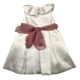 Carlo Pignatelli Ceremonial Dress with Armholes Solid Color and Contrasting White Belt for Baby Girl