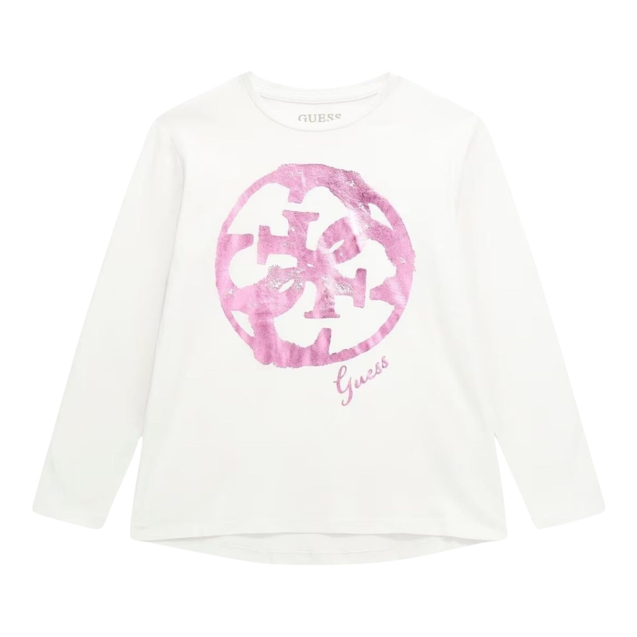 GUESS shirt tinta unita girocollo con stampa Bianco per Bambina J4YI24K6YW4 BIANCO GUESS 