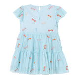 Stella Mccartney Plain Dress Half Sleeve With Appliques Light Blue For Girls