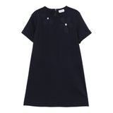 Il Gufo Abito Mezza Manica Tinta Unita con Applicazioni per Bambina P25VM784M0041 BLU IL GUFO 