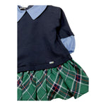 LE BEBE' abito manica lunga con finta camicia e gonna scozzese Blu per Neonata LBG6115 BLU LE BEBE' 