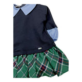 LE BEBE' abito manica lunga con finta camicia e gonna scozzese Blu per Neonata LBG6115 BLU LE BEBE' 