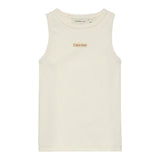 Calvin Klein Canotta Tinta Unita Giromanica con Stampa per Bambina IG0IG02871X PANNA CALVIN KLEIN 