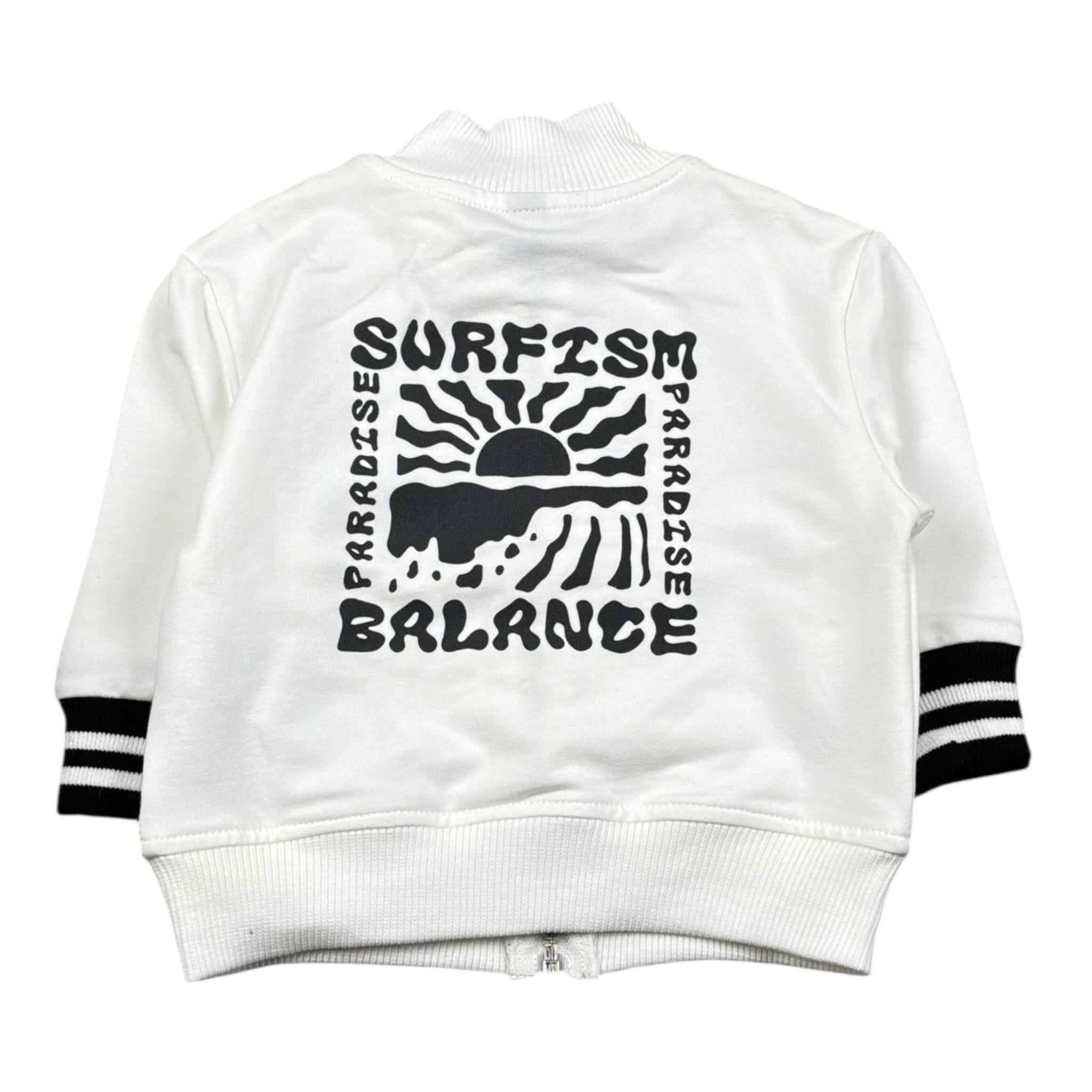 Please Felpa Tinta Unita con Zip E Stampa per Neonato LG28042B71 BIANCO PLEASE 